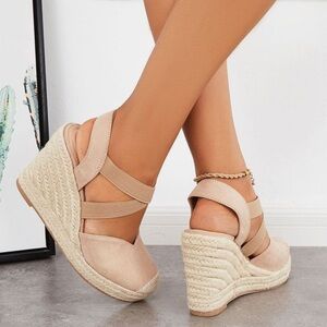 Coutgo NWOT Wedge Espadrille Sandals Platform Slingback Summer Women’s Sz 7.5